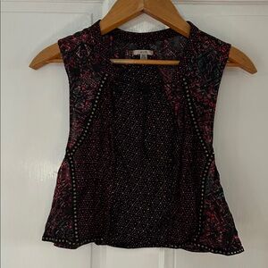 Ecote Black and Red Patterned Crop Top